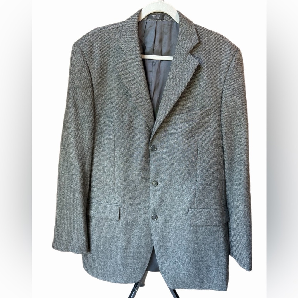Jones New York Men’s Dark Charcoal Gray Front 3 Button 100% Wool Blazer